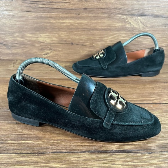 TORY BURCH ‘Metal Miller’ Black Suede Loafers Women’s Size 9 Shoes - Picture 1 of 11